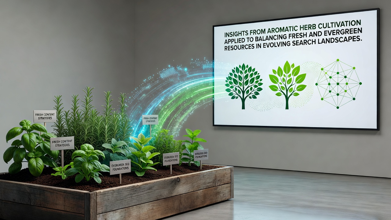 Insights from Aromatic Herb Cultivation Applied to Balancing Fresh and Evergreen Resources in Evolving Search Landscapes
