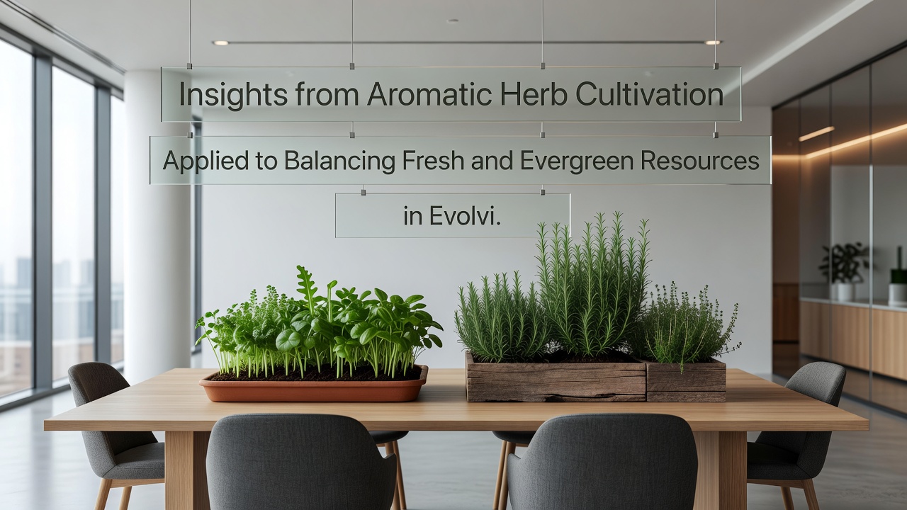 Close-up of harvested fresh herbs next to dried bundles, illustrating the balance between timely and preserved resources